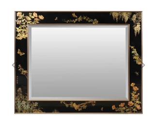 Labarge chinoiserie painted glass mirror - rare