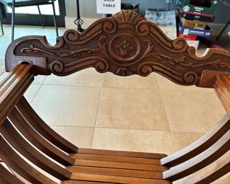 #108 - $ 200.00 each - Vintage Italian Savonarola Campaign chair, 3 available. 28H x 23W x 19D for two of them 28H x 23W x 25D for the larger one