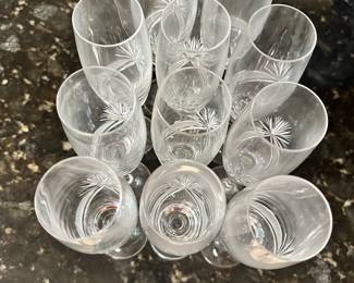 #68 - $50.00  - 11 - Vintage Bohemian  crystal champagne flutes  