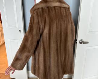 #132 - $280.00 - Fur coat with belt size Large