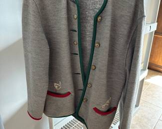 #135 - $32.00 - Grey wool sweater with ducks made in Auatria