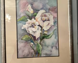 #21 - $70.00  -  Jean Marie Luke original painting "Camelias" 27 x 22