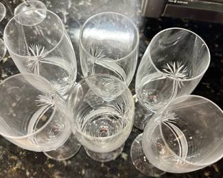 #74 - $30.00  -  6 - Vintage Bohemian crystal beer glasses