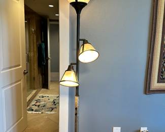 #51 - $70.00  -  Tall metal 3 light lamp 72H x 14 round