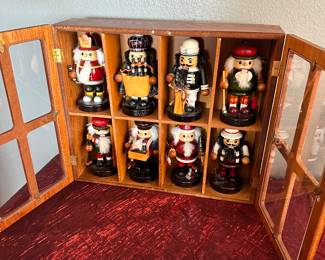 #8 - $90.00  - Wooden box of 8 - 6 inch German nutcrackers 13H x 15W x 4D