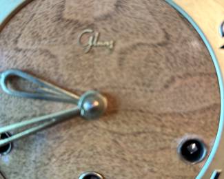 #43 - $68.00  -  Vintage Art deco wooden mantel clock with key - Glunny