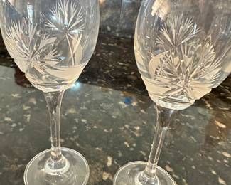 #73 - $6.00  -  2 - Vintage Bohemian crystal cordial glasses
