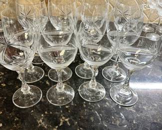 #69 - $60.00  - 12 - Vintage Bohemian Crystal red wine glasses