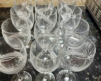 #70 - $50.00 - 12 - Vintage Bohemian crystal white wine glasses