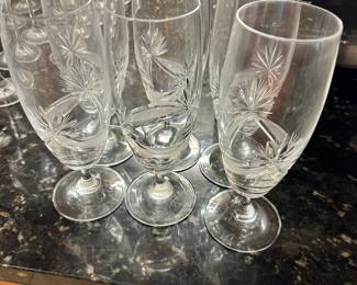#74 - $30.00  -  6 - Vintage Bohemian crystal beer glasses