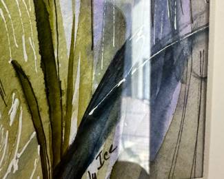 #12 - $90.00  -Water color blue Irises signed Cindy Ice 21 x 17