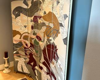 #55 - $400.00 -  4 panel room divider 72 x 16 per panel x 4 - could make a great headboard. 