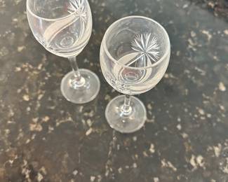 #73 - $6.00  -  2 - Vintage Bohemian crystal cordial glasses