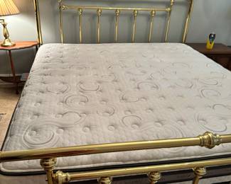 #33 - $400.00  -  Brass king bed 48H x 79W with mattress iSeriers by Serta (optional)