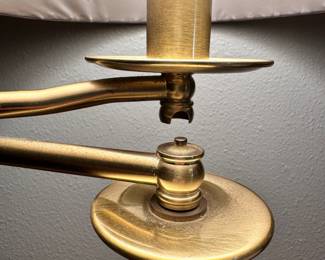 #30 - $40.00 each  -   Brass movable arm lamps 27H - shade 14 round - 2 available