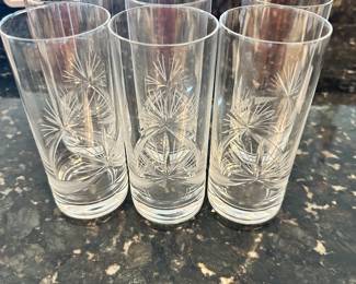 #76 - $20.00  -  6 -  Vintage Bohemian crystal ice tea glasses