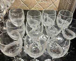 #72 - $50.00  -  11 - Vintage Bohemian  crystal wine glasses
