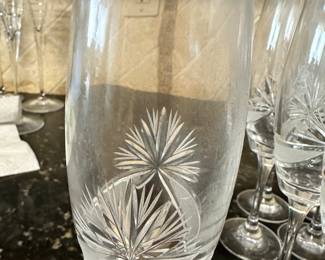 #68 - $50.00  - 11 - Vintage Bohemian  crystal champagne flutes    