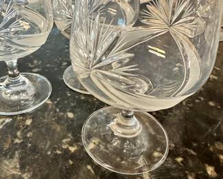 #71 - $16.00  -  3 - Vintage Bohemian  crystal brandy snifters