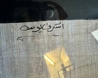 #62 - $120.00  -  Egyptian signed bird print on silk 29 x 22