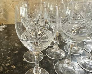 #69 - $60.00  - 12 - Vintage Bohemian Crystal red wine glasses