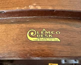 #64 - $90.00  -  Wood and leather side chair 36H x 24W x 22D made by Clemco desk company Chicago