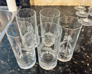 #75 - $20.00  -  5 - Vintage Bohemian crystal water glasses