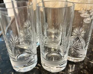 #75 - $20.00  -  5 - Vintage Bohemian crystal water glasses