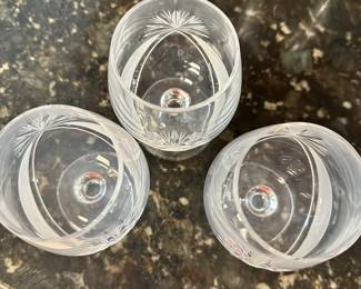 #71 - $16.00  -  3 - Vintage Bohemian  crystal brandy snifters