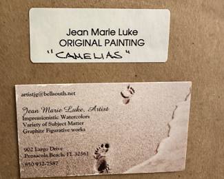 #21 - $70.00  -  Jean Marie Luke original painting "Camelias" 27 x 22