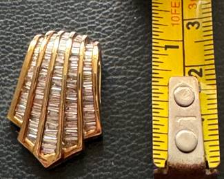 #136 - 14kt gold omega or chain slider - with baguette diamonds $895 - tt weight 9.57 gr.
