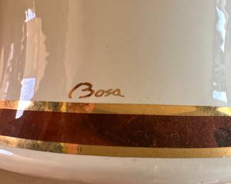 #10 - $80.00  - Bosa vases with 24k gold trim with stand and faux ivy plant, tall vase 22H x 12W, stand with small vase 28H x 12W