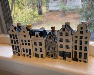 6 KLM Delft liquor bottles numbers 69,56,28,43,21,46