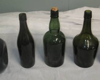 Antique and vintage -Dark Green bottles 