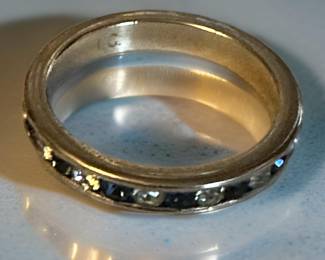 14kt Sapphire and diamond pinky ring eternity band