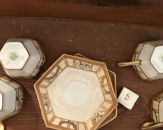 Antique Nippon Porcelain Hand Painted Teacups and Saucers