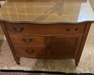 Early 1900's antique wood chest w/ glass top