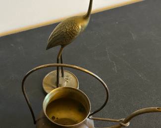 Vintage Solid Brass Pitcher and Crane