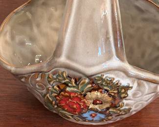 Vintage clay pottery basket