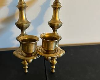 Vintage 2 Large Brass Sconces Wall Hanging Candlesticks