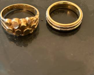 Gold Nugget Ring and Gold Band Ring
