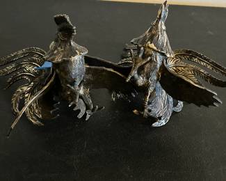 Antique Brass Fighting Birds