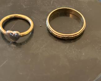 Gold / Stone Ring & Gold Band Ring