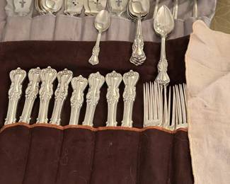 Gorham Chantilly sterling silver flatware (83 Pieces) and Reed & Barton Marlborough sterling flatware (42 Pieces).