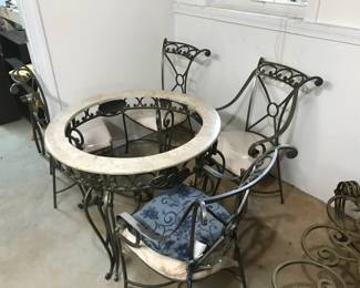 Round Metal and Glass Top Kitchen Table. 