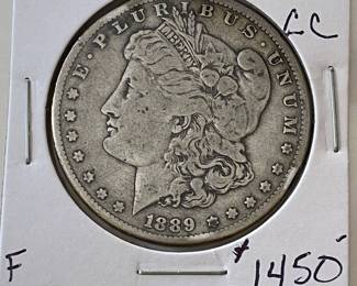 Rare Low Mintage 1889 CC Morgan Silver Dollar Fine Condition Carson City Minted Coin