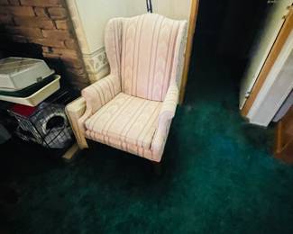Striped Wing Back Chair