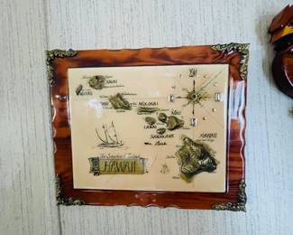 Vintage Hawaii Commemorative Clock on Wood
