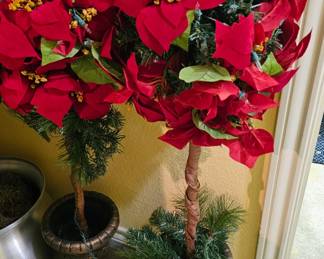 Fake Poinsettia Topiary Trees 
