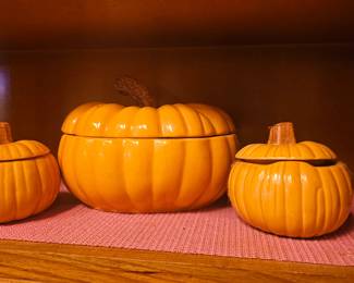 Set of Pumpkin Ceramic Containers